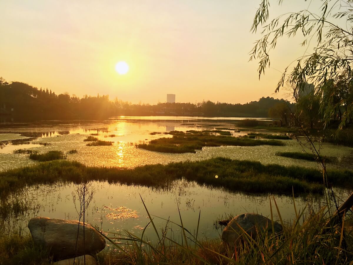 久违的双休，久违的跑步，久违的夕阳。